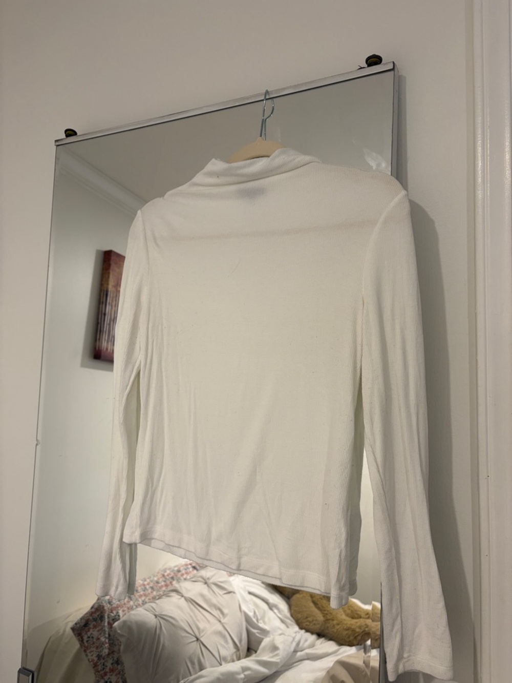 Dynamite White Long Sleeve Mock Neck Top